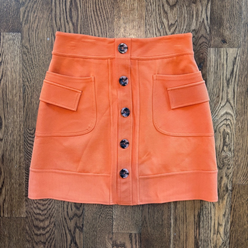 Maeve by Anthropologie Orange Button-Front Mini Skirt | XS